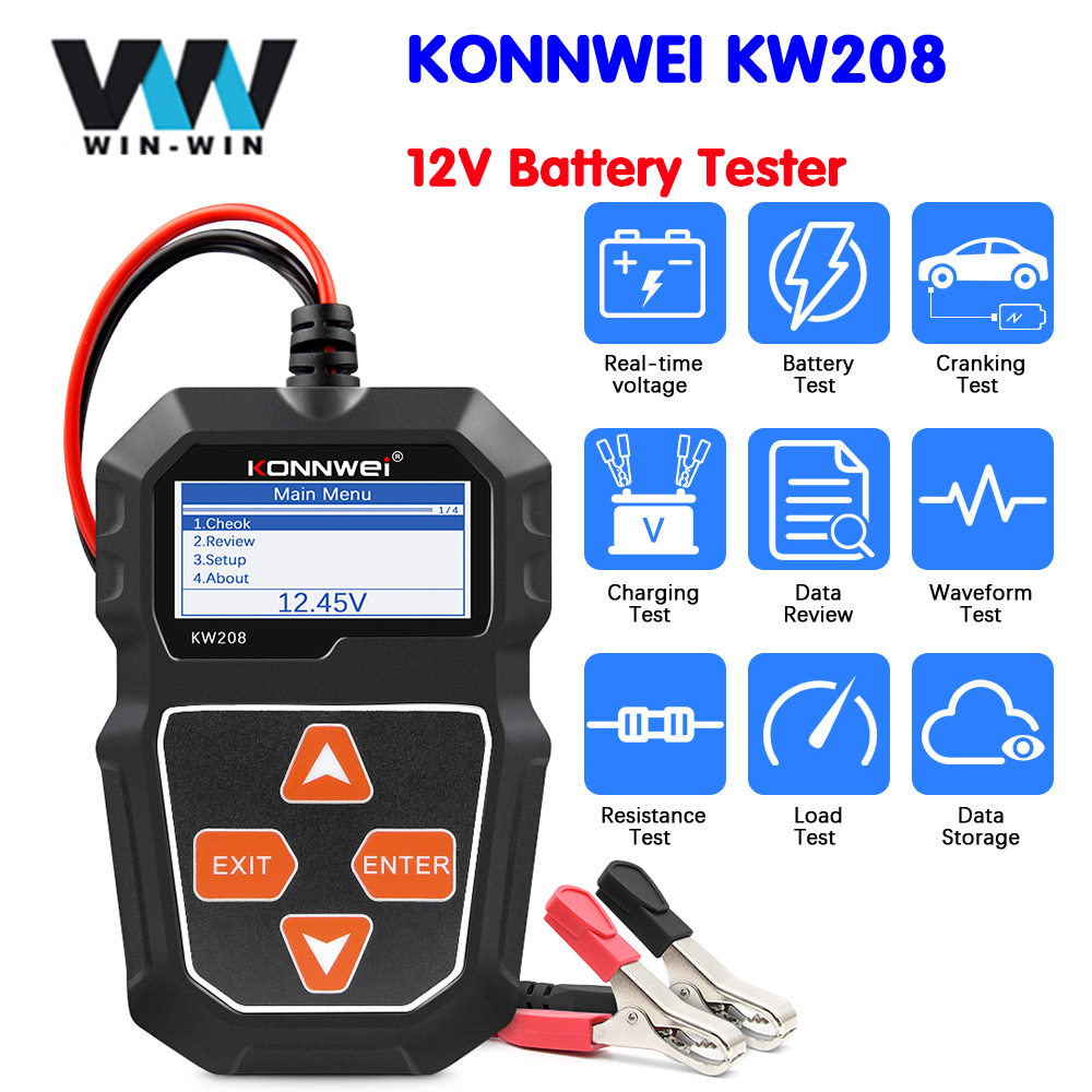 KONNWEI KW208 12V Car Battery  - Battery Load Tester reseña y precio