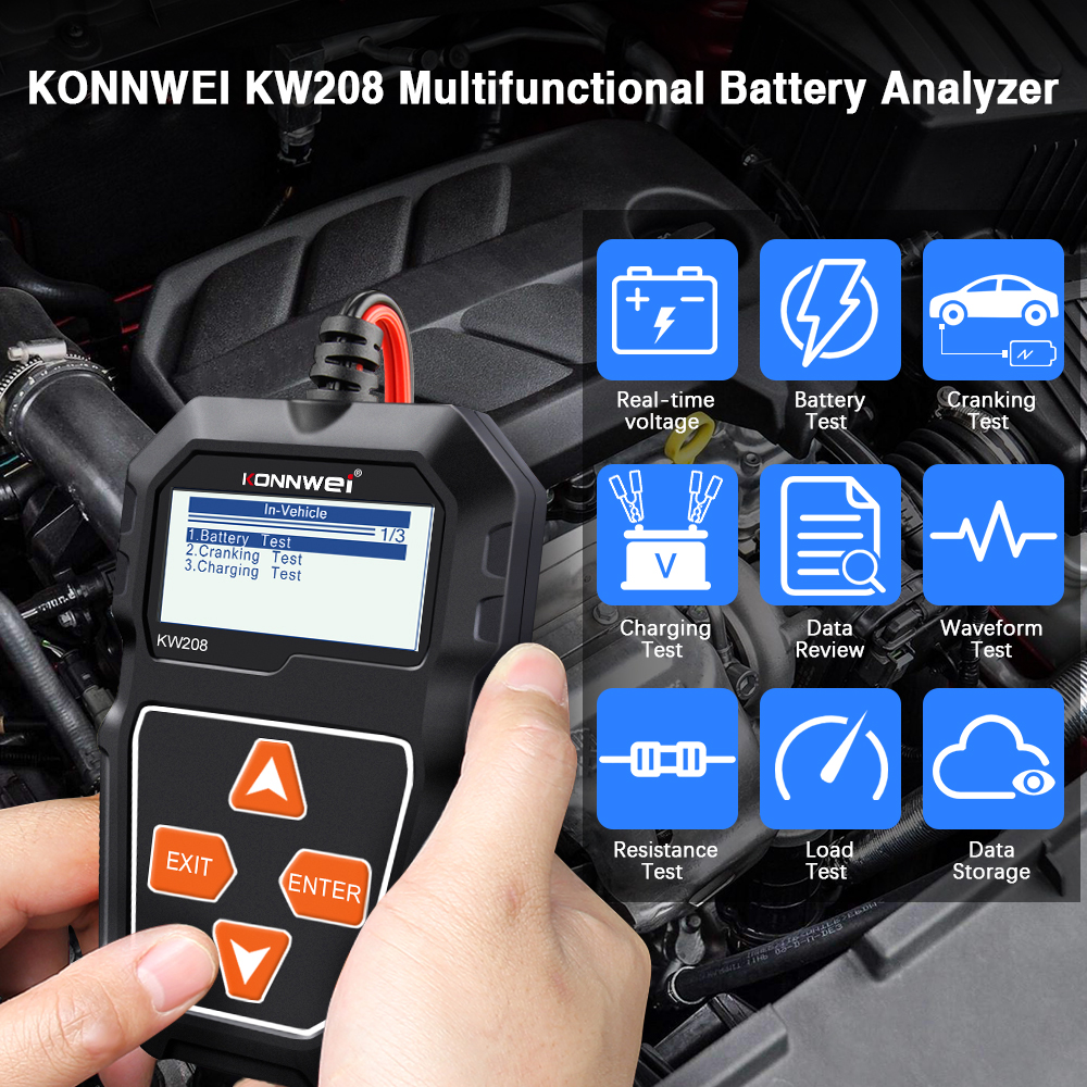 KONNWEI KW208 12V Car Battery  - Battery Load Tester reseña y precio