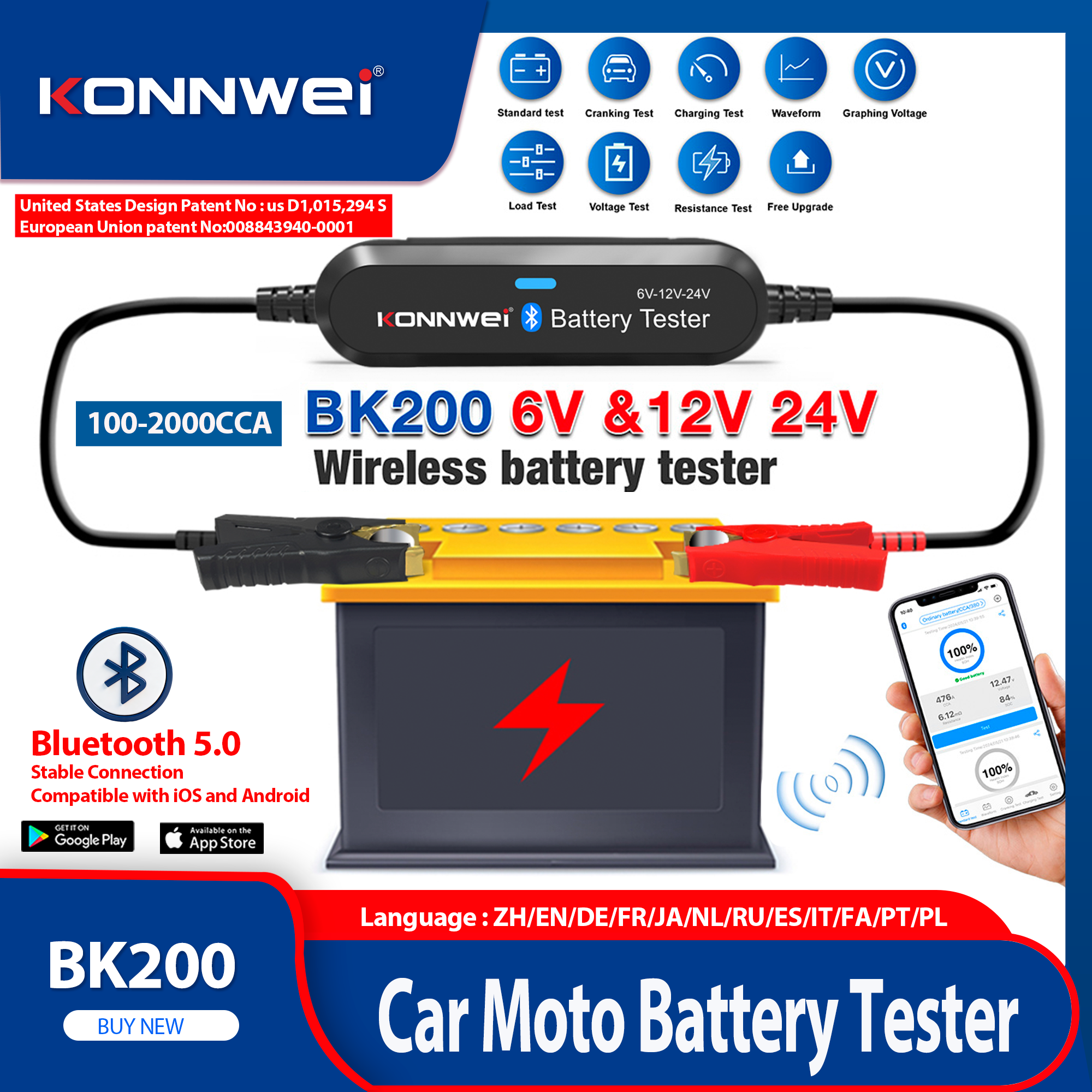 2026 KONNWEI BK200 Bluetooth 5 - Battery Load Tester reseña y precio