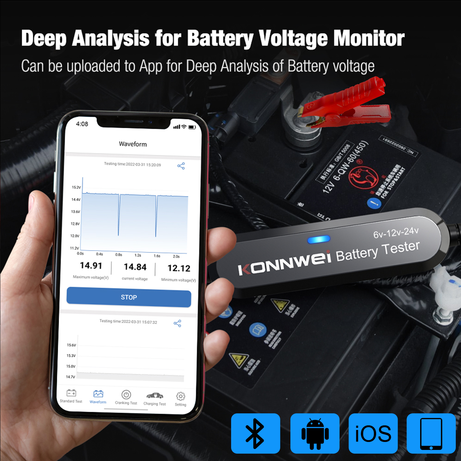 2026 KONNWEI BK200 Bluetooth 5 - Battery Load Tester reseña y precio