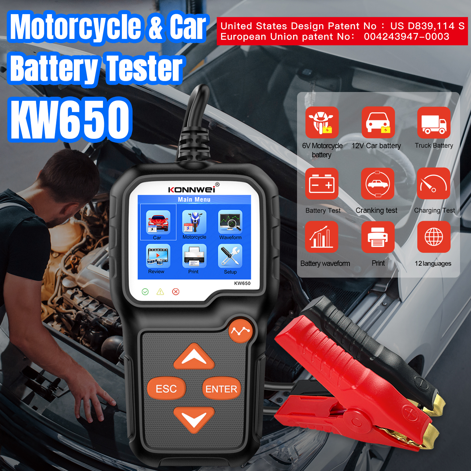 2026 New KONNWEI KW650 Car Mot - Battery Load Tester reseña y precio