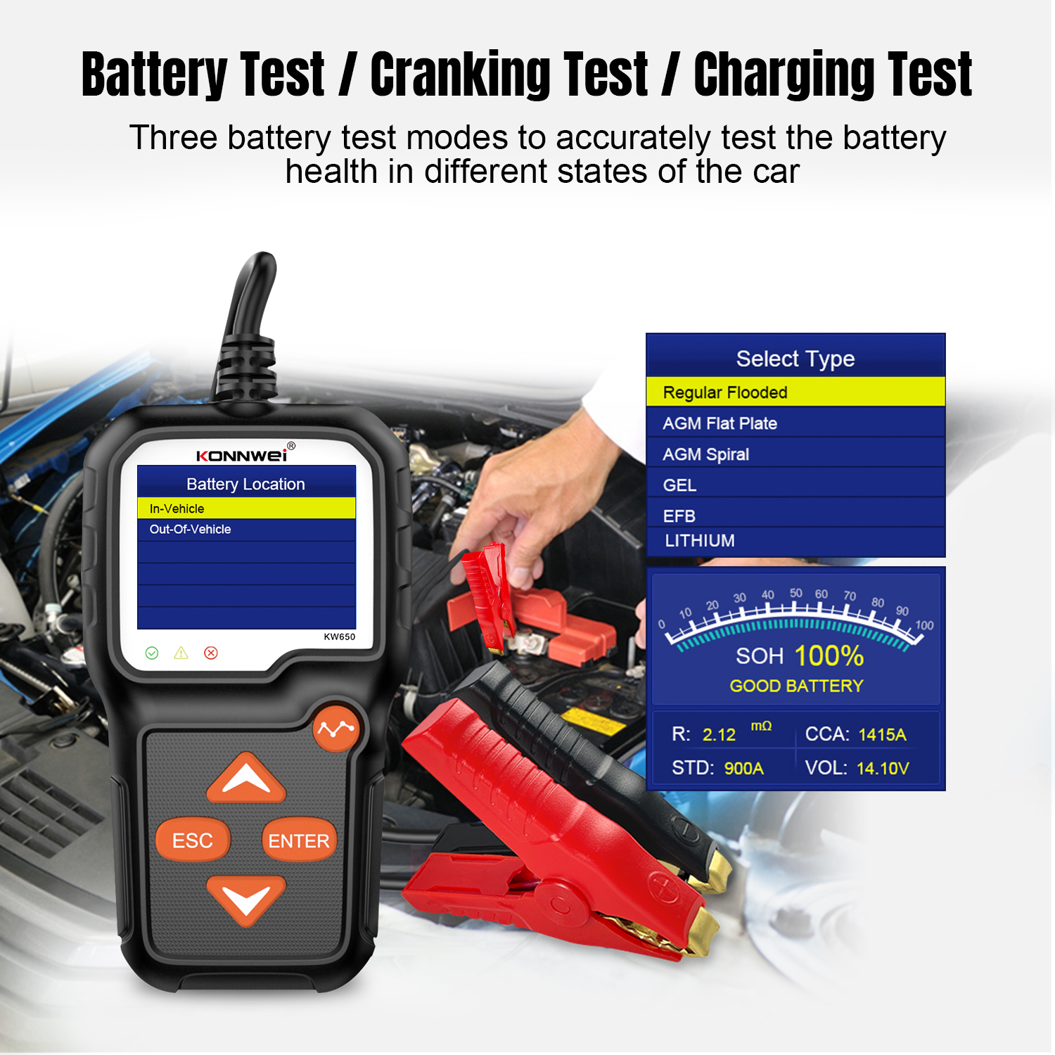 2026 New KONNWEI KW650 Car Mot - Battery Load Tester reseña y precio