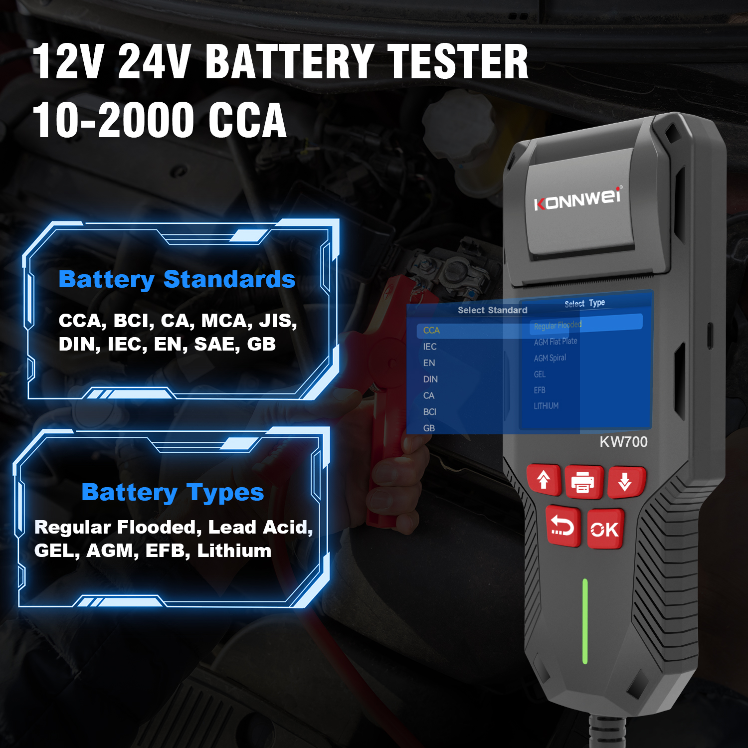 KONNWEI KW700 12V 24V Car & Tr - Battery Load Tester reseña y precio