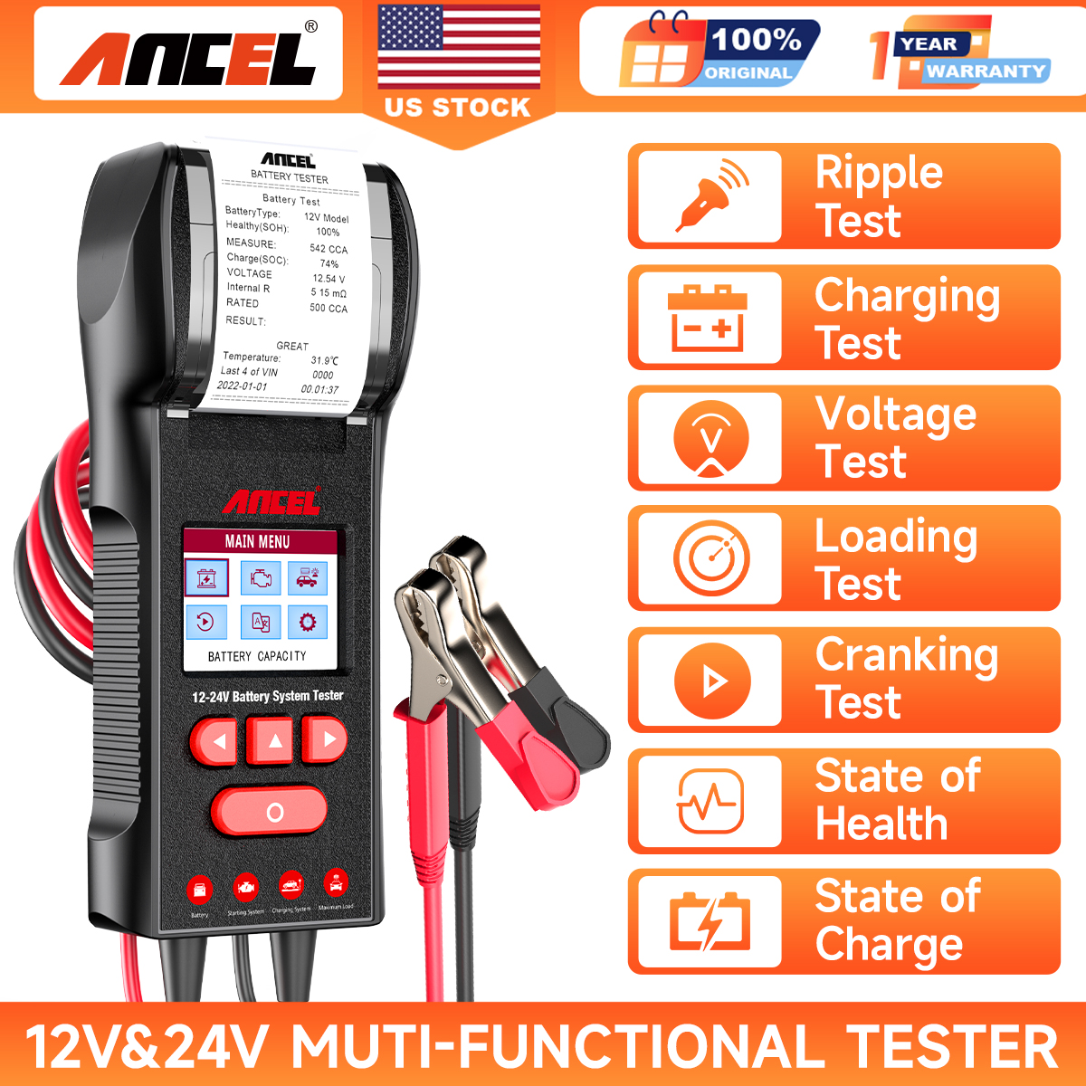 ANCEL BST600 with Printer Car  - Battery Load Tester reseña y precio