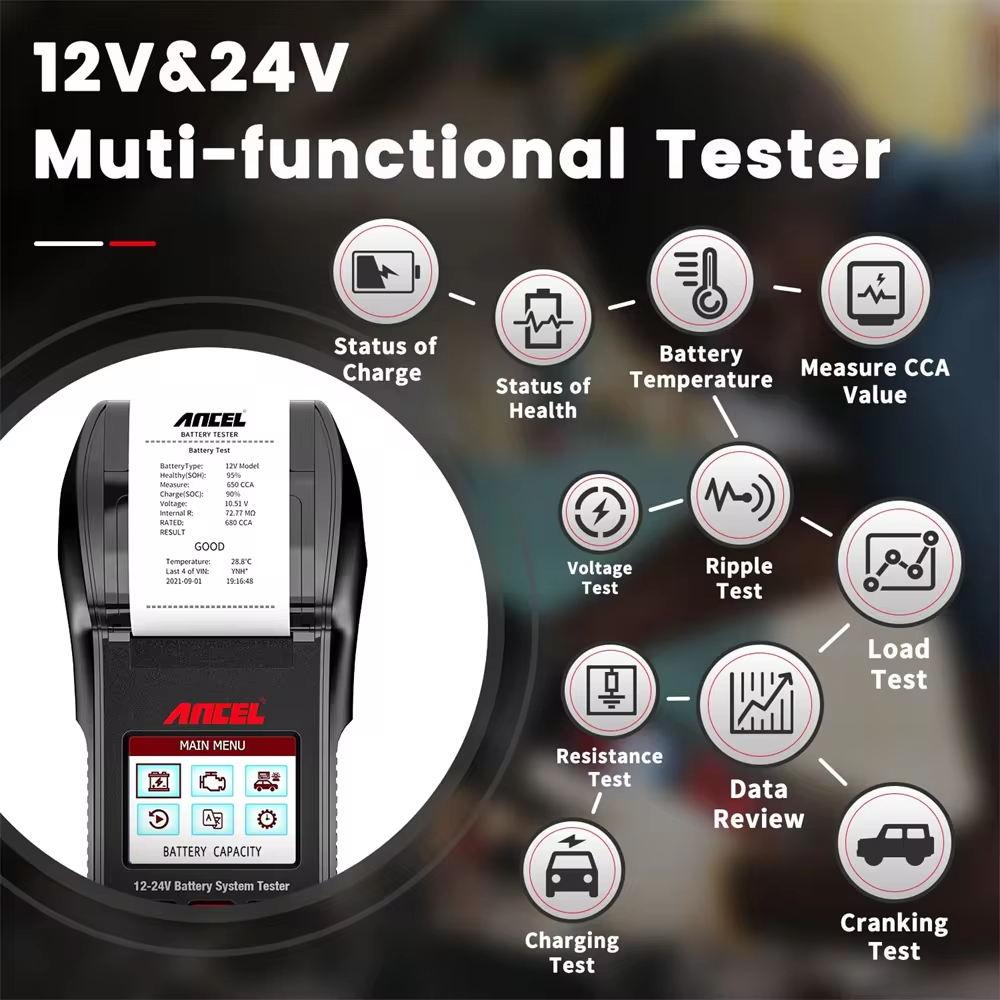 ANCEL BST600 with Printer Car  - Battery Load Tester reseña y precio