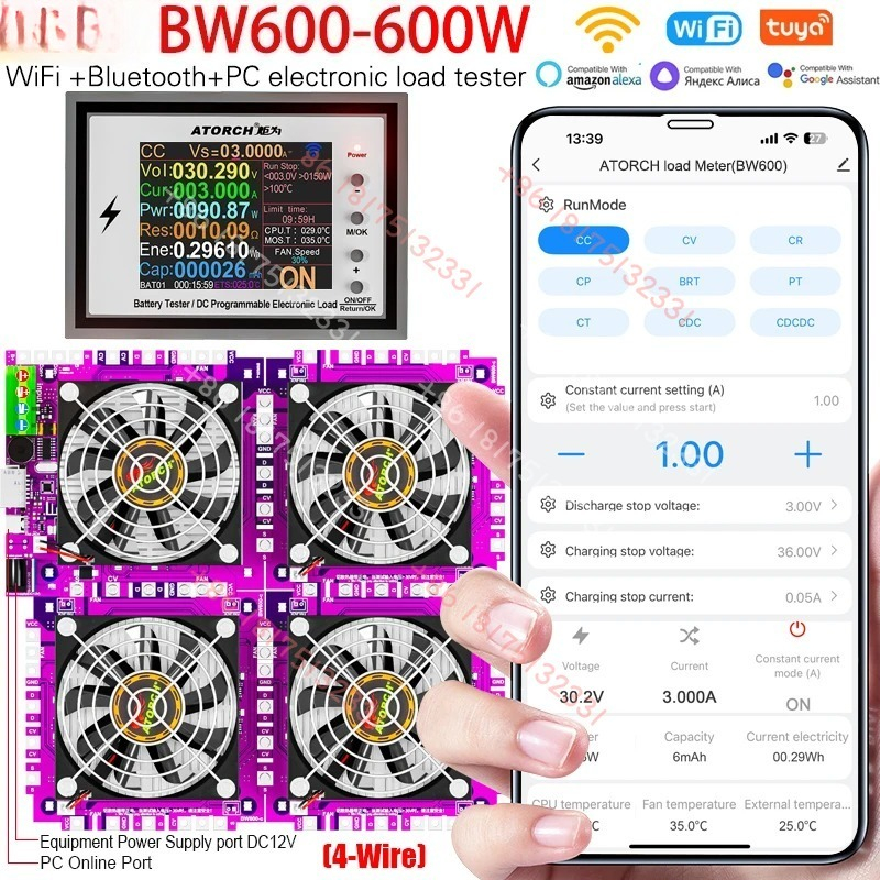 BW600 DC1-200V WiFi  Electroni - Battery Load Tester reseña y precio