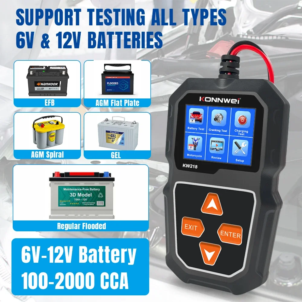 KONNWEI KW218 6V 12V Car Motor - Battery Load Tester reseña y precio